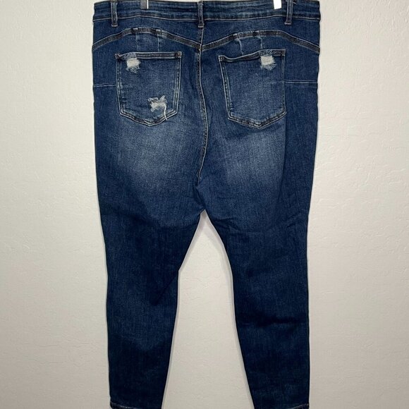 Wax Jean Butt, I Love You Distressed Dark Skinny Jean Size 24 #68 - Picture 2 of 6